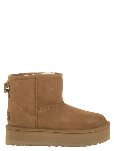 Ugg Classic Mini Platform - Suede Ankle Boot In Chestnut