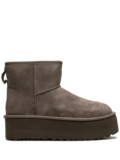 Ugg Classic Mini Platform Suede Boots In Grey