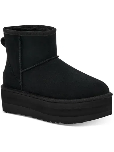 Ugg Classic Mini Platform Womens Suede Ankle Boots In Black
