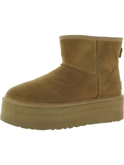 Ugg Classic Mini Platform Womens Suede Ankle Boots In Pink