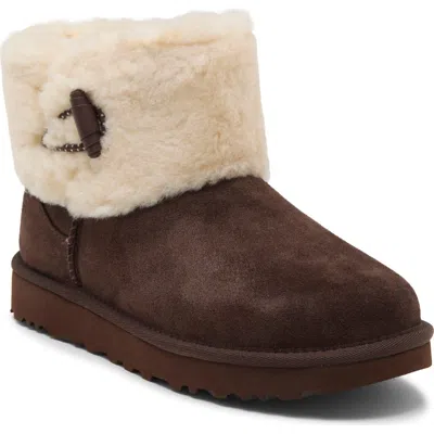 Ugg ® Classic Mini Posy Toggle Genuine Shearling Boot In Brown