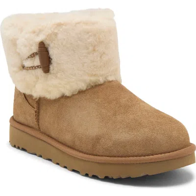 Ugg ® Classic Mini Posy Toggle Genuine Shearling Boot In Brown
