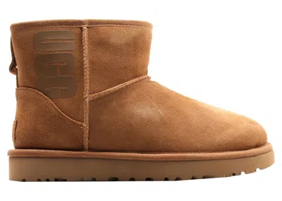 Pre-owned Ugg Classic Mini Rubber Logo Boot (women's) Sneakers In Chestnut
