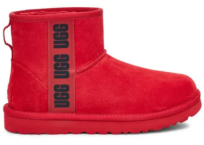 Pre-owned Ugg Classic Mini Side Logo Boot (women's) Sneakers In Samba Red/black