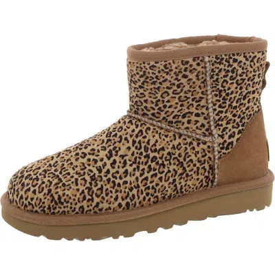 Ugg Classic Mini Speckles Womens Faux Fur Lined Calf Hair Booties In Pink