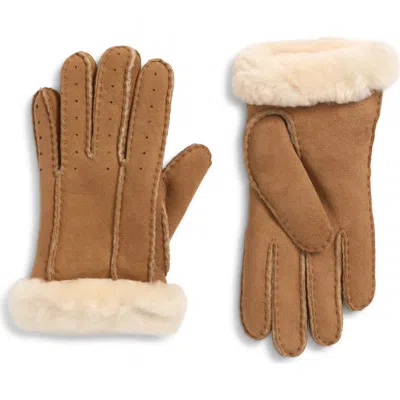 Ugg ® Classic Perforated Genuine Shearing Sheepskin Gloves In Brown