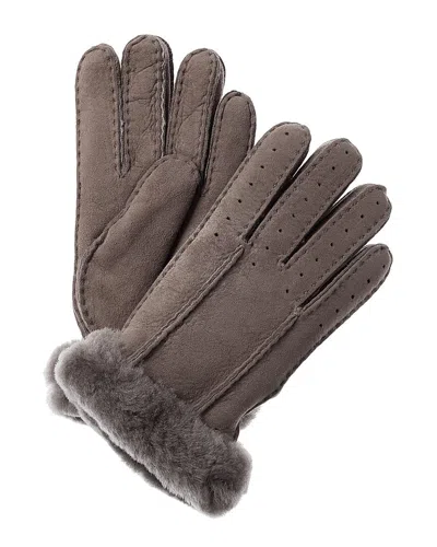 Ugg Classic Perforated Two Point Suede Gloves In Brown