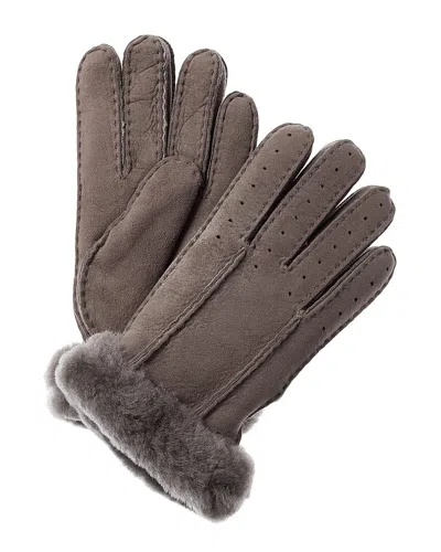 Ugg Classic Perforated Two Point Suede Gloves In Grey