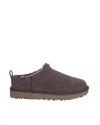 Ugg Classic Shearling-lined Suede Slip-on Flats In Gray