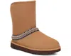 Ugg Classic Short Crescent 1161770 Women Brown Suede Wool Mid-calf Boots Gbnc442
