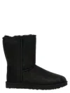 Ugg Classic Short Black Boots With Logo Patch On The Rear And Shearling Lining In Suede Woman In Black