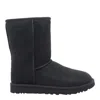 Ugg Classic Short Black Boots With Logo Patch On The Rear And Shearling Lining In Suede Woman In Black