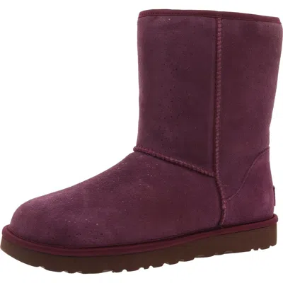 Ugg Classic Short Metallic Spots Womens Faux Fur Lined Leather Winter & Snow Boots In Purple