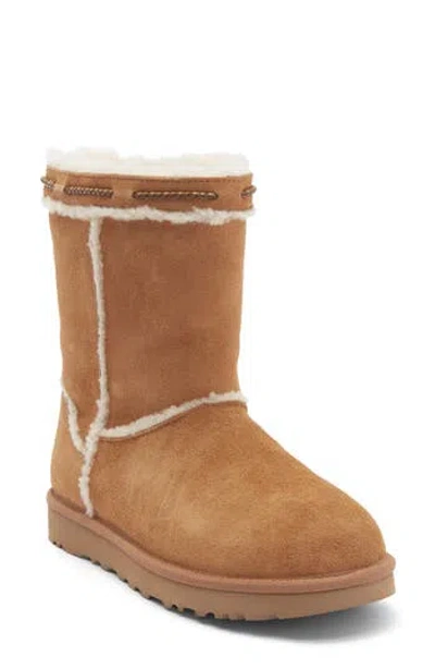Ugg ® Classic Short Shearling Braid Trim Boot In Brown