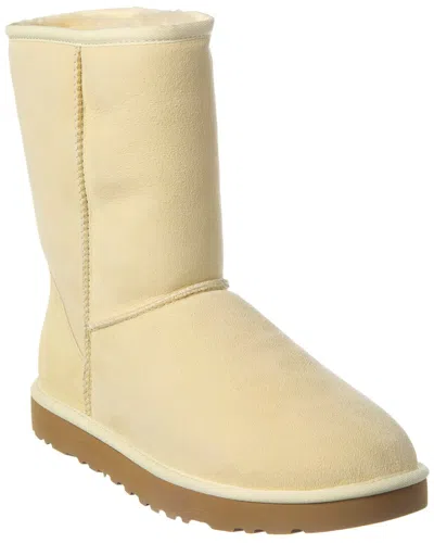 Ugg Classic Short Suede & Shearling Boot In White