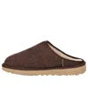 Ugg Mens Classic Shaggy Suede Slippers Dark Brow In Brown