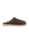 Ugg Mens Classic Shaggy Suede Slippers Dark Brow In Brown