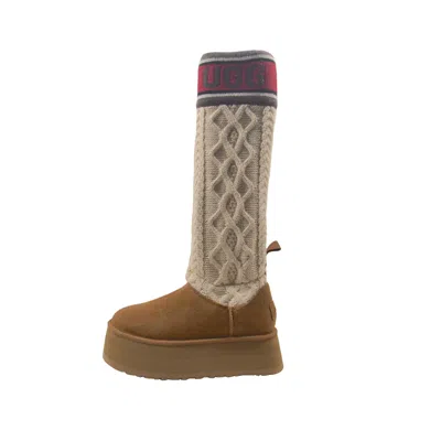 Pre-owned Ugg Classic Sweater Letter Chestnut Women's Boots 1144045 In Brown