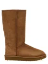 Ugg Classic Short Beige Boots With Logo Patch On The Rear And Shearling Lining In Suede Woman In Blue