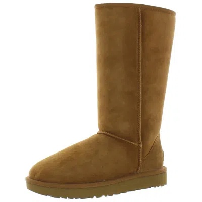 Ugg Classic Tall Ii Womens Suede Fur Lined Winter Boots In Pink