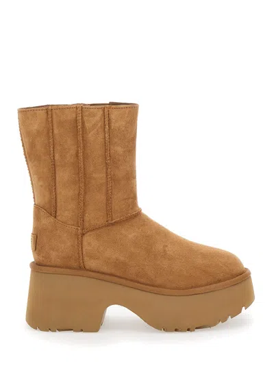 UGG BROWN TWIN SEAM NEW HEIGHTS BOOTS IN SUEDE WOMAN