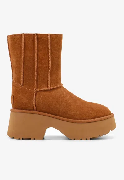 Ugg Classic Twin Seam Suede Platform Boots In Brown