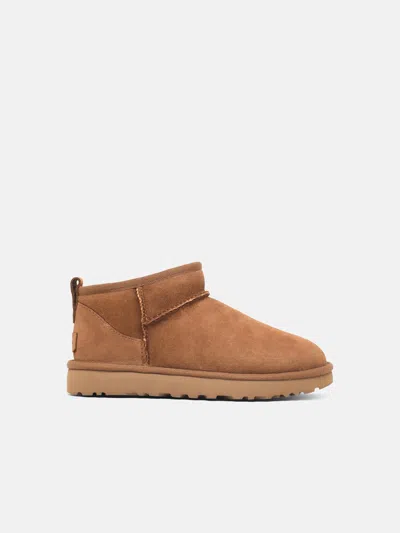 Ugg 'classic Ulta Mini' Chestnut Suede Boots In Beige