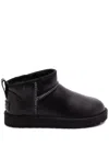 Ugg Womens Black Classic Ultra Mini Logo-patch Leather Ankle Boots Eur 40 / 7 Uk In Black