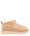 Ugg Classic Ultra Mini Low Heels Ankle Boots In Beige Suede