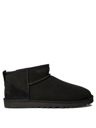 Ugg Classic Ultra Mini Shearling-lined Suede Ankle Boots In Black  