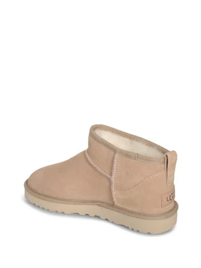 Ugg "classic Ultra Mini" Ankle Boots In Beige