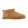 Ugg Classic Ultra Mini Low Heels Ankle Boots In Leather Color Suede In Brown