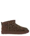 Ugg Classic Ultra Mini Caspian Leopard-print Calf Hair Boots In Brown
