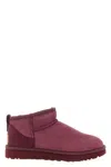 Ugg Ultra Mini Round Toe Flat Sole Boots In Burgundy
