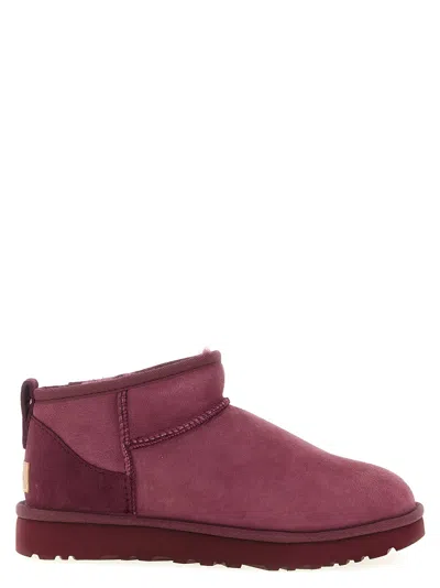 Ugg Classic Ultra Mini Ankle Boots In Burgundy