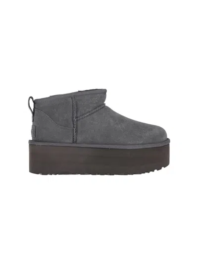 Ugg 'classic Ultra Mini' Ankle Boots In Gray