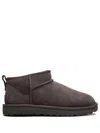 Ugg Grey 'classic Ultra Mini' Ankle Boots In Brown