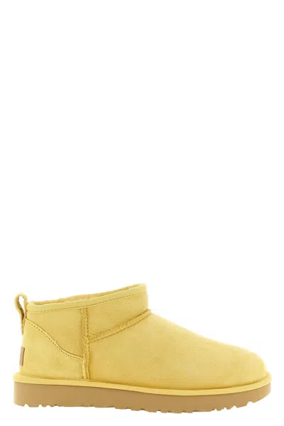 Ugg Classic Ultra Mini Ankle Boots In Mustard In Yellow