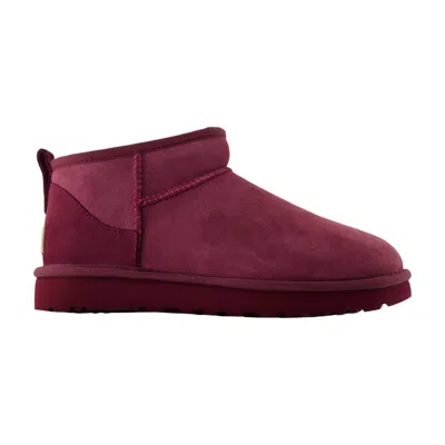 Ugg Classic Ultra Mini Ankle Boots  Leather Purple In Brown
