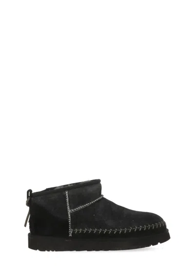 Ugg Classic Ultra Mini Biarritz Ankle Boots In Black