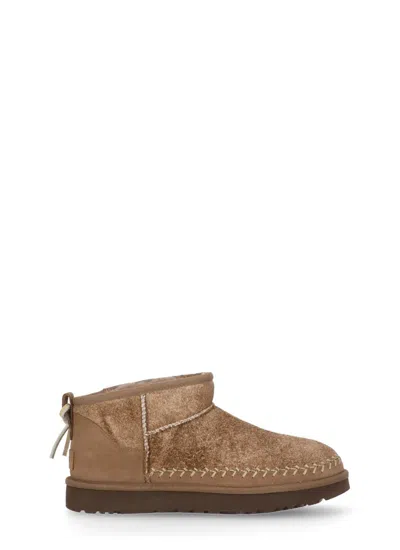 Ugg Classic Ultra Mini Biarritz Ankle Boots In Brown