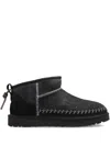Ugg W Classic Ultra Mini Biarritz Suede Ankle Boots In Black