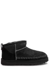 Ugg Classic Ultra Mini Biarritz Suede Ankle Boots In Black