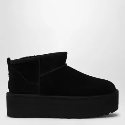 Ugg Classic Mini Platform Black Ankle Boots With Platform In Suede Woman