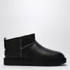 Ugg Classic Ultra Mini Leather Cozy Ankle Boots In Black