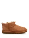Ugg Biscuit Suede Classic Ultra Mini Ankle Boots In Brown