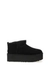 Ugg Black Suede Classic Ultra Mini Platform Ankle Boots In Black