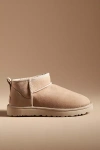 Ugg Classic Ultra Mini Low Heels Ankle Boots In Beige Suede In Beige