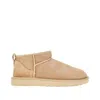 Ugg Classic Ultra Mini Low Heels Ankle Boots In Beige Suede In Beige