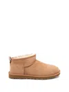 Ugg Classic Ultra Mini Low Heels Ankle Boots In Leather Color Suede In Brown
